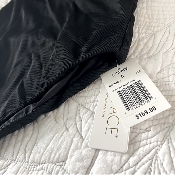 L*space Black Ribbed Phoebe One Piece Swimsuit or Bodysuit Size 6 NWT. - Picture 7 of 8